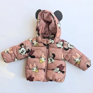 Baby Girls H&M Minnie Mouse Patterned Puffer Jacket